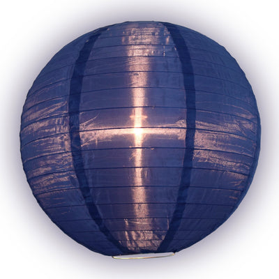 24" Navy Blue Shimmering Nylon Lantern, Even Ribbing, Durable, Hanging - AsianImportStore.com - B2B Wholesale Lighting & Décor since 2002.