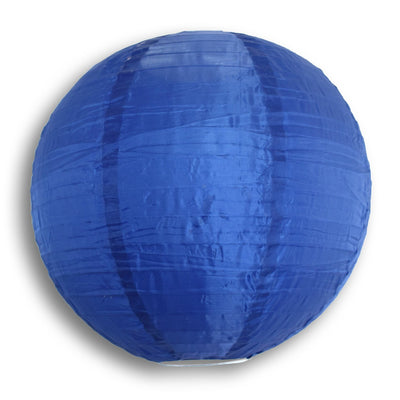 24" Navy Blue Shimmering Nylon Lantern, Even Ribbing, Durable, Hanging - AsianImportStore.com - B2B Wholesale Lighting & Décor since 2002.