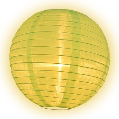 24" Neon Green Shimmering Nylon Lantern, Even Ribbing, Durable, Hanging - AsianImportStore.com - B2B Wholesale Lighting & Décor since 2002.