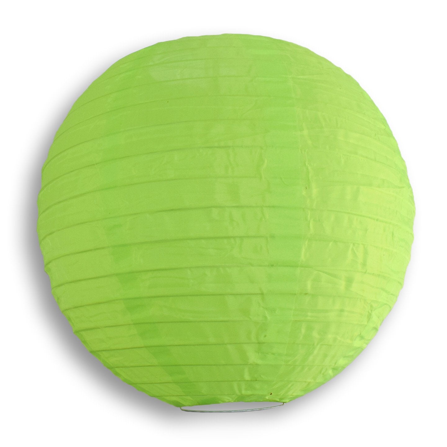 10" Neon Green Shimmering Nylon Lantern, Even Ribbing, Durable, Hanging Decoration