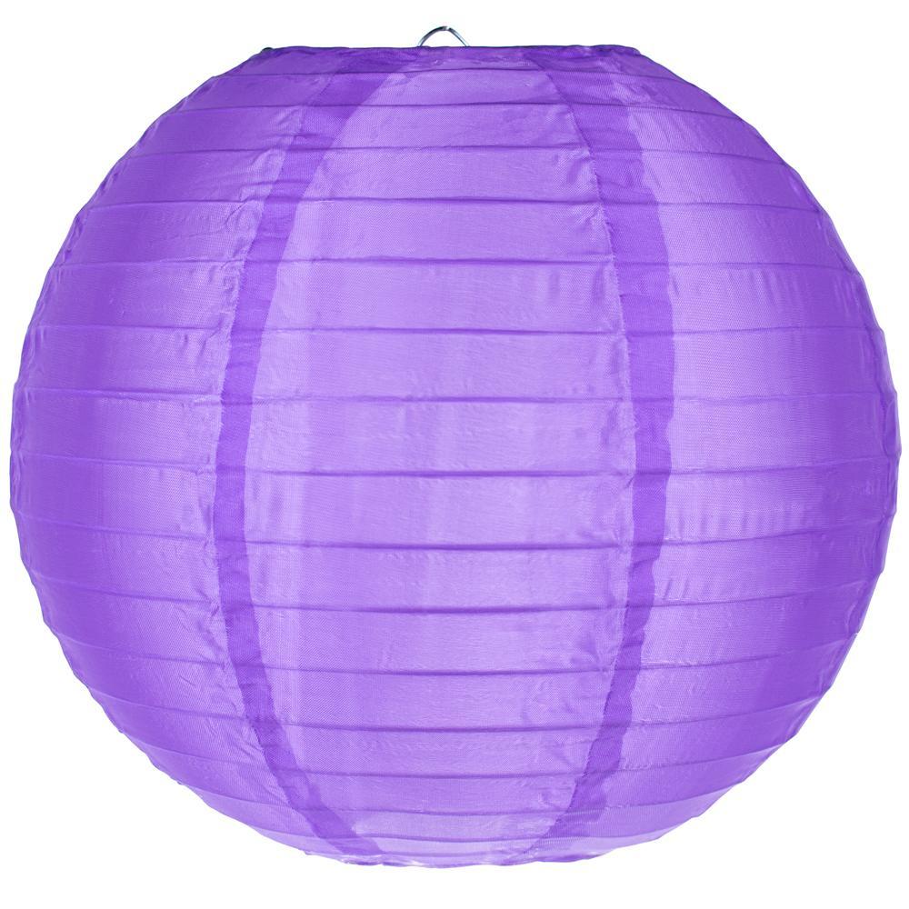 24" Purple Shimmering Nylon Lantern, Even Ribbing, Durable, Hanging
