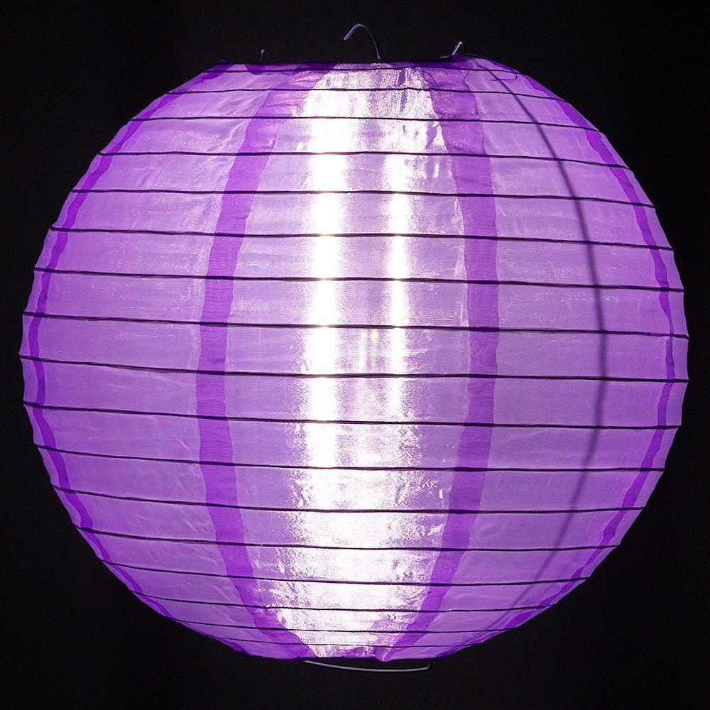 10" Purple Shimmering Nylon Lantern, Even Ribbing, Durable, Hanging