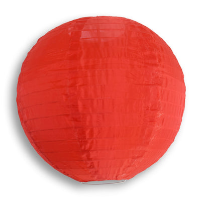 10" Red Shimmering Nylon Lantern, Even Ribbing, Durable, Hanging