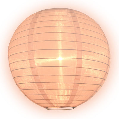 12" Rose Quartz Pink Shimmering Nylon Lantern, Even Ribbing, Durable, Hanging - AsianImportStore.com - B2B Wholesale Lighting & Décor since 2002.