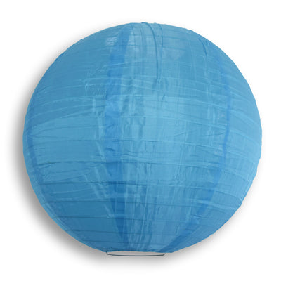 24" Sky Blue Shimmering Nylon Lantern, Even Ribbing, Durable, Hanging