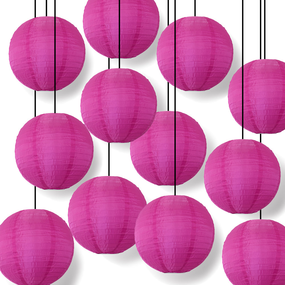 12 PACK | 14" Ultra Violet Shimmering Nylon Lantern, Even Ribbing, Durable, Hanging Decoration