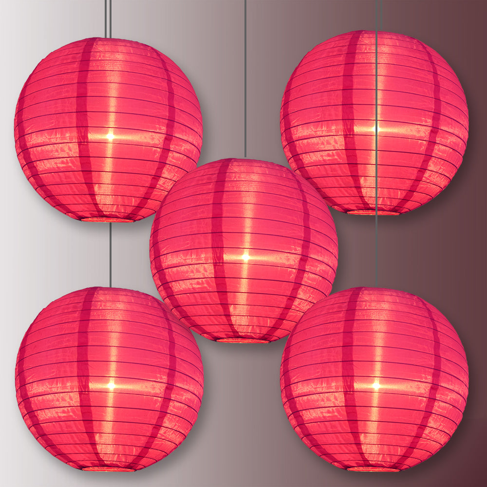 5 PACK | 14" Ultra Violet Shimmering Nylon Lantern, Even Ribbing, Durable, Hanging Decoration