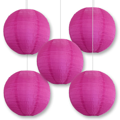 BULK PACK (5) 30" Ultra Violet Jumbo Shimmering Nylon Lantern, Even Ribbing, Durable, Dry Outdoor Hanging Decoration