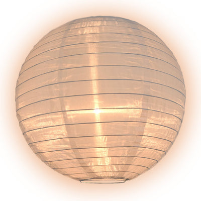 8" White Shimmering Nylon Lantern, Even Ribbing, Durable, Hanging - AsianImportStore.com - B2B Wholesale Lighting & Décor since 2002.