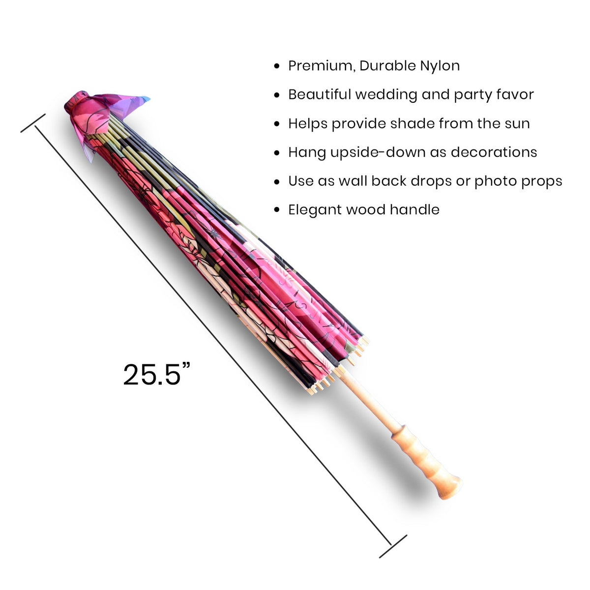 32" Midnight Spring Cherry Blossom Premium Nylon Parasol Umbrella with Elegant Handle