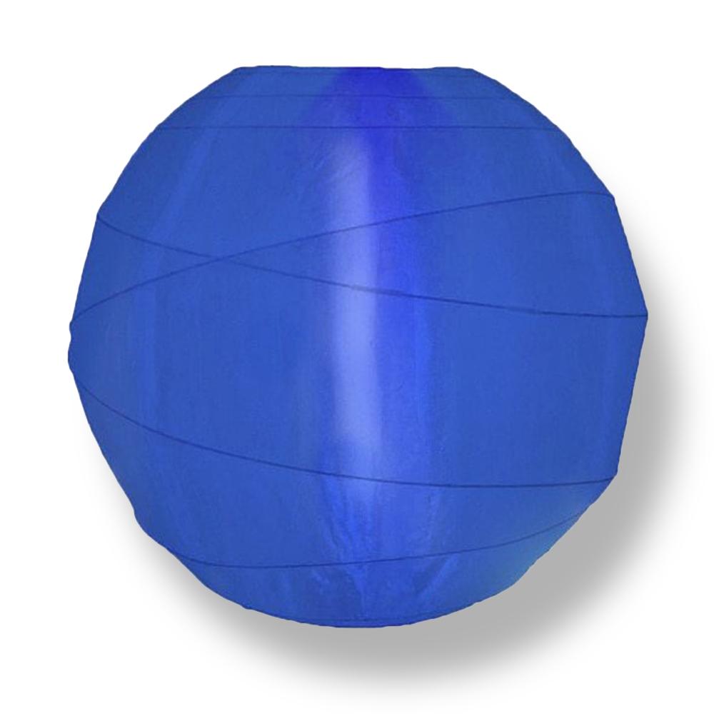 12" Irregular Ribbed Dark Navy Blue Shimmering Nylon Lantern, Durable, Hanging - AsianImportStore.com - B2B Wholesale Lighting & Décor since 2002.