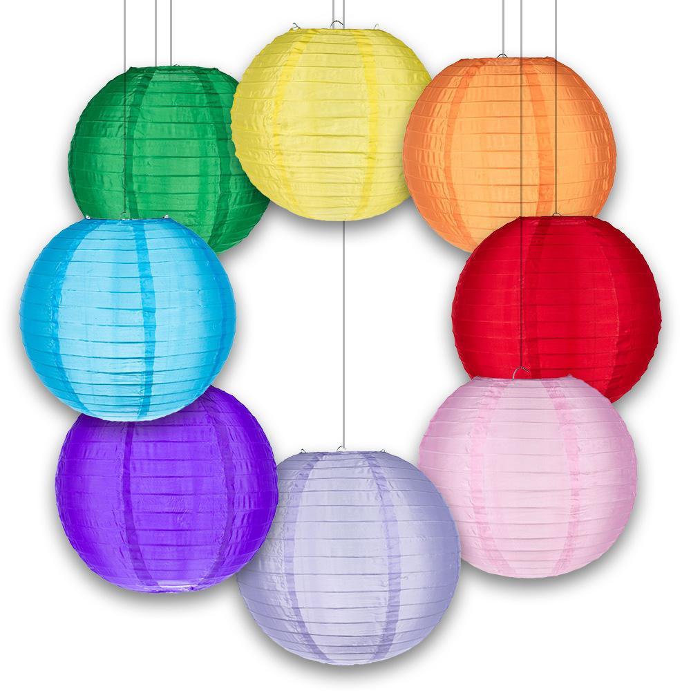 8" Shimmering Even Ribbing Nylon Lanterns - Door-2-Door - Various Colors Available (250-Piece Master Case, 60-Day Processing)