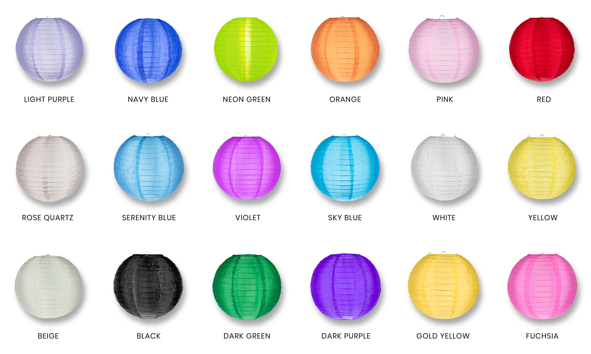 42" Shimmering Even Ribbing Nylon Lanterns - Door-2-Door - Various Colors Available (6-Pieces Master Case, 60-Day Processing)