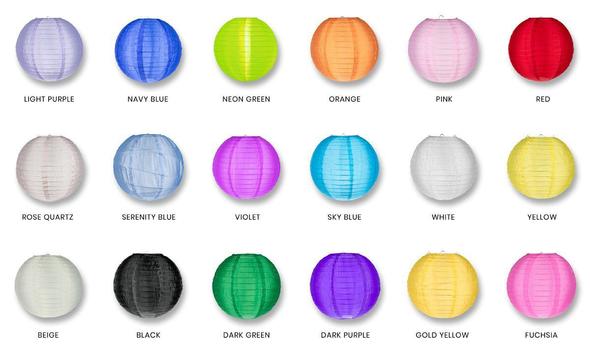 12" Shimmering Even Ribbing Nylon Lanterns - Door-2-Door - Various Colors Available (200-Piece Master Case, 60-Day Processing)