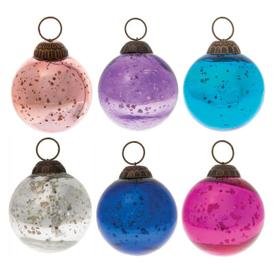 6 Pack | Multi-Color Ava Winter Mercury Ornaments Set - Great Gift Idea, Vintage-Style Decorations for Christmas, Special Occasions, Home Decor and Parties