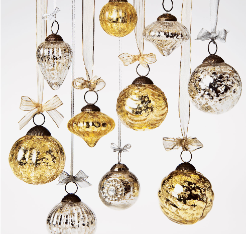 1.75-Inch Gold Melony Mercury Glass Gourd Ornament Christmas Decoration