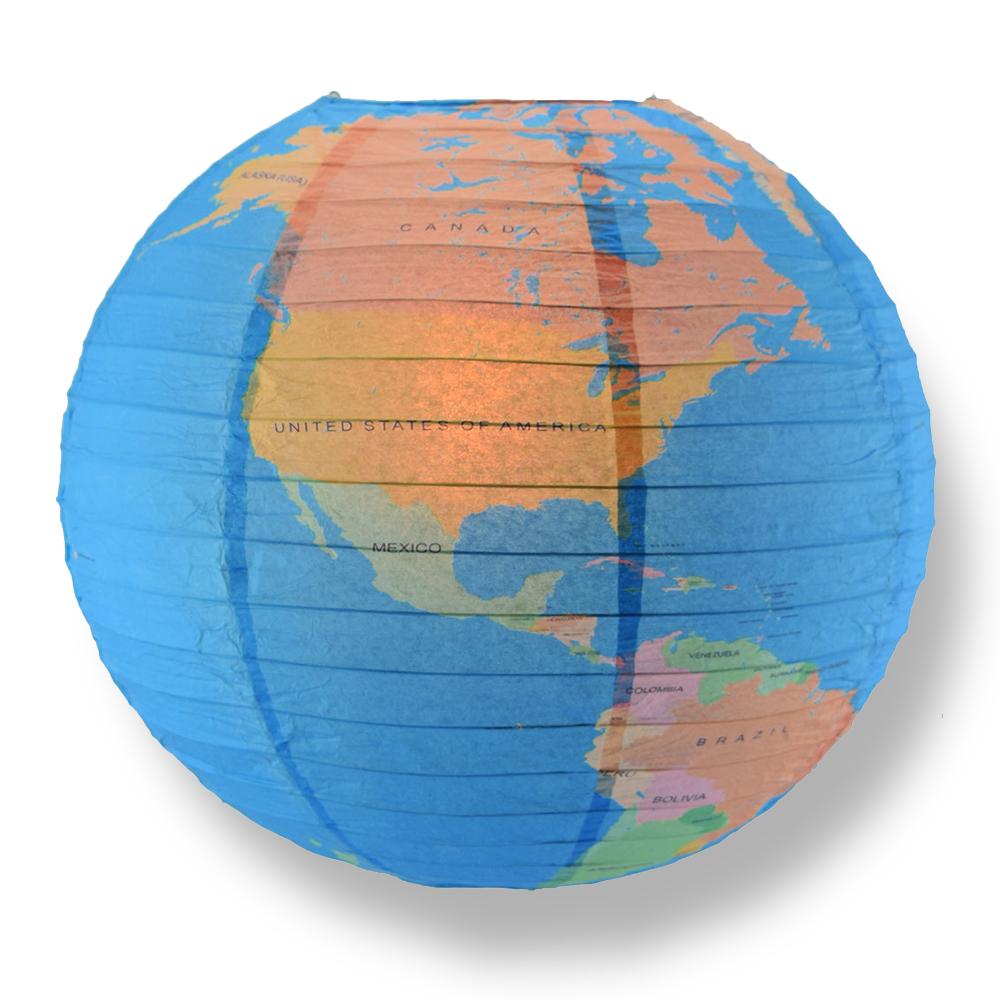 12 Pack | 14" Geographical World Map Earth Globe Paper Lantern Hanging Classroom & Party Decoration - AsianImportStore.com - B2B Wholesale Lighting and Decor