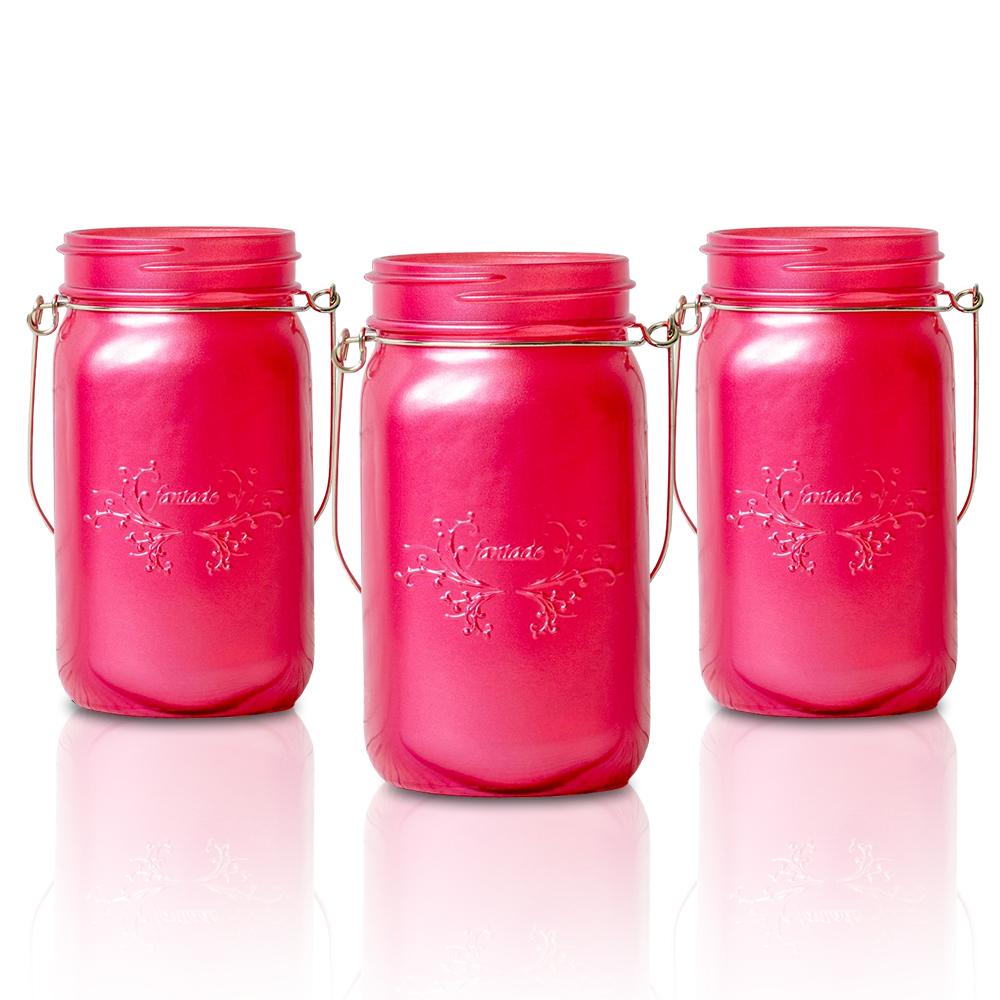  (24-Pack Master Case) Fantado Wide Mouth Frosted Fuchsia / Hot Pink Mason Jar w/ Handle, 32oz - AsianImportStore.com - B2B Wholesale Lighting and Decor