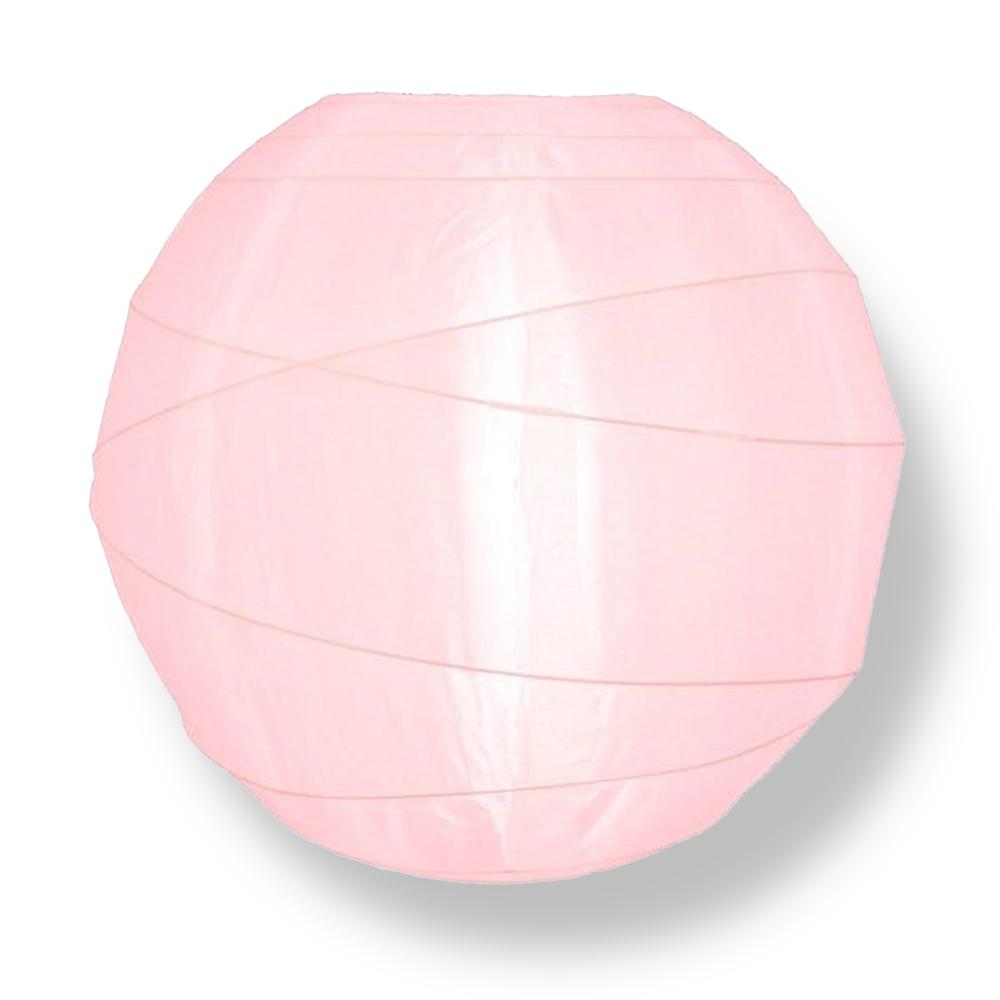 14" Irregular Ribbed Rose Quartz Pink Shimmering Nylon Lantern, Durable, Hanging - AsianImportStore.com - B2B Wholesale Lighting & Décor since 2002.