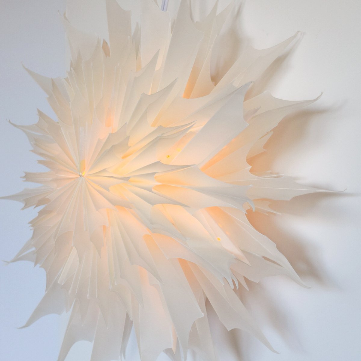 17" White Sleet Snowflake Star Lantern Pizzelle Design