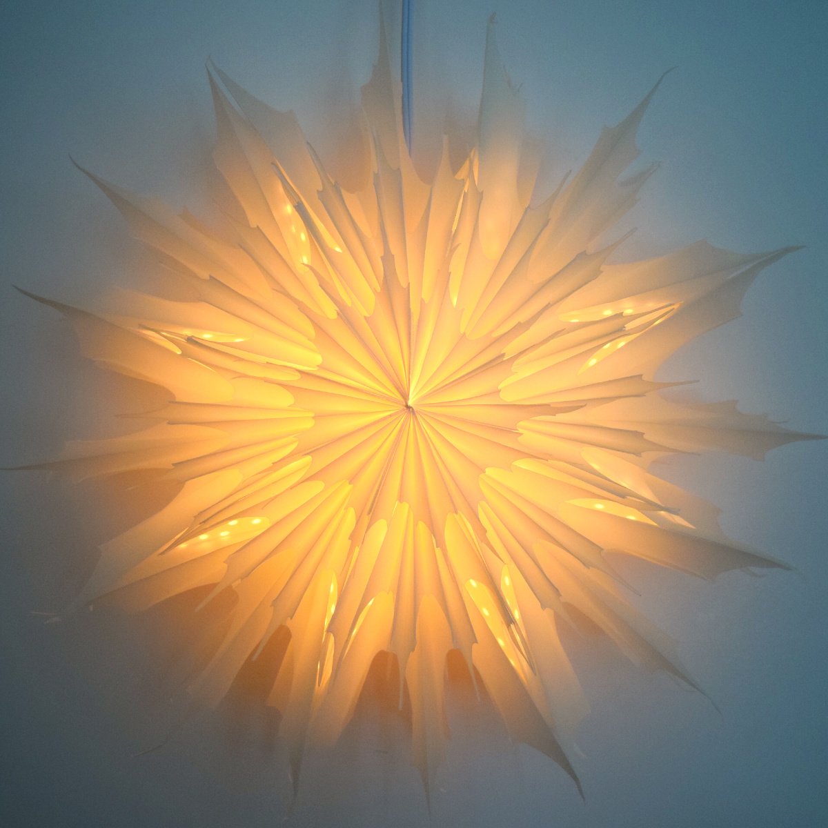 17" White Sleet Snowflake Star Lantern Pizzelle Design