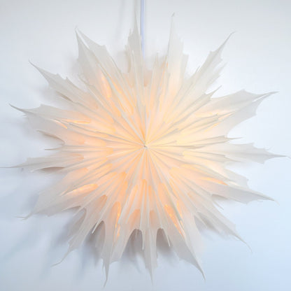17" White Sleet Snowflake Star Lantern Pizzelle Design