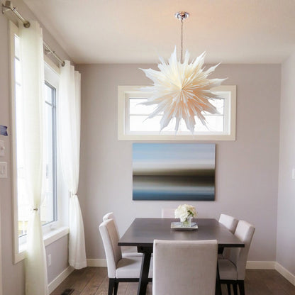 17" White Sleet Snowflake Star Lantern Pizzelle Design