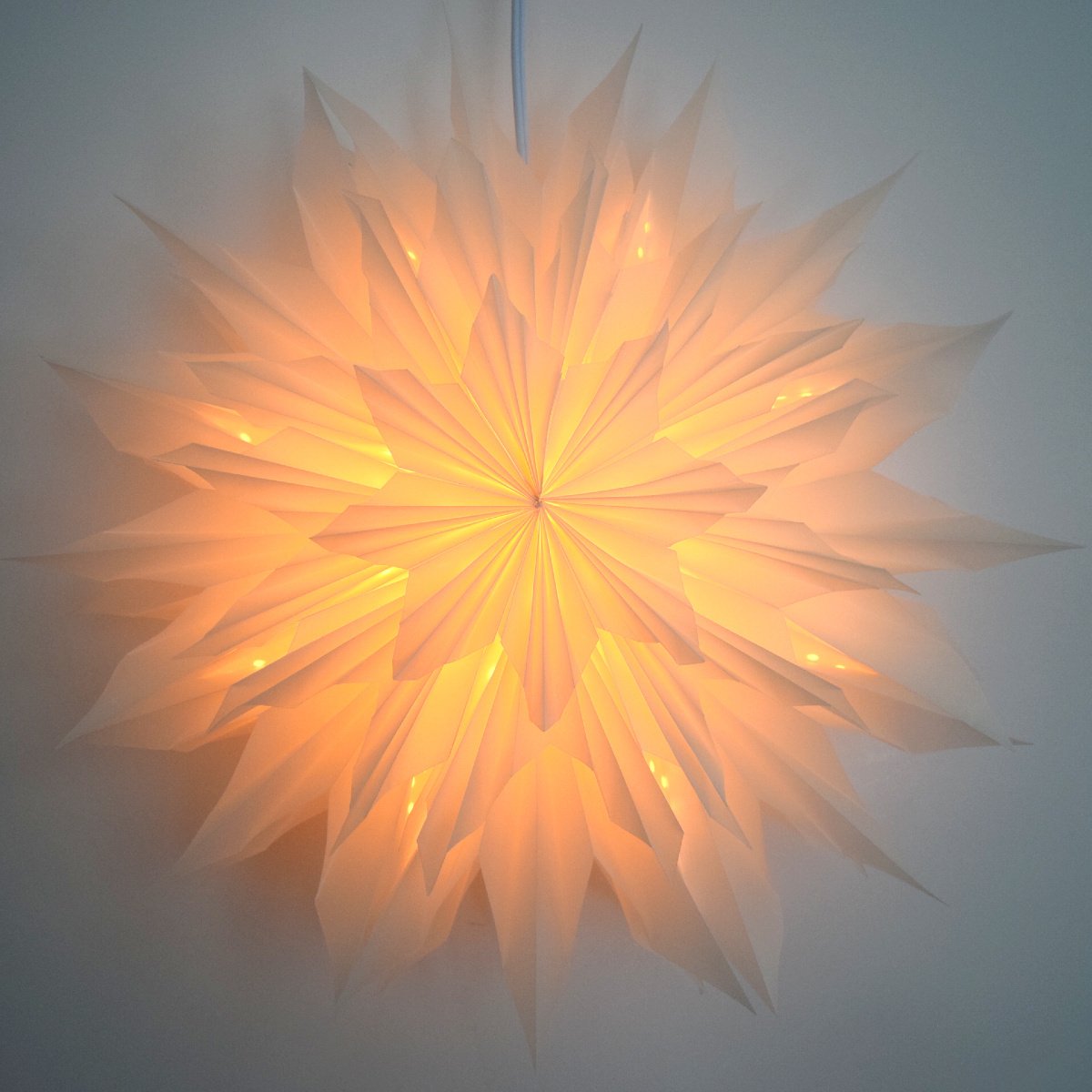 32" White Apricity Snowflake Star Lantern Pizzelle Design