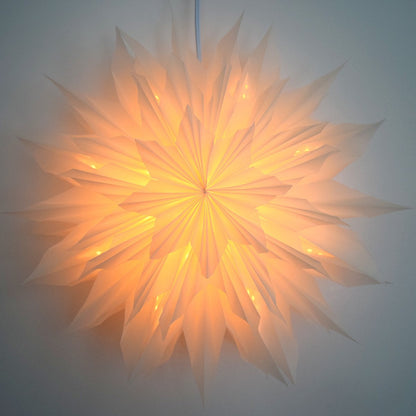 32" White Apricity Snowflake Star Lantern Pizzelle Design