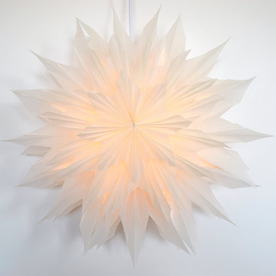 16" White Apricity Snowflake Star Lantern Pizzelle Design