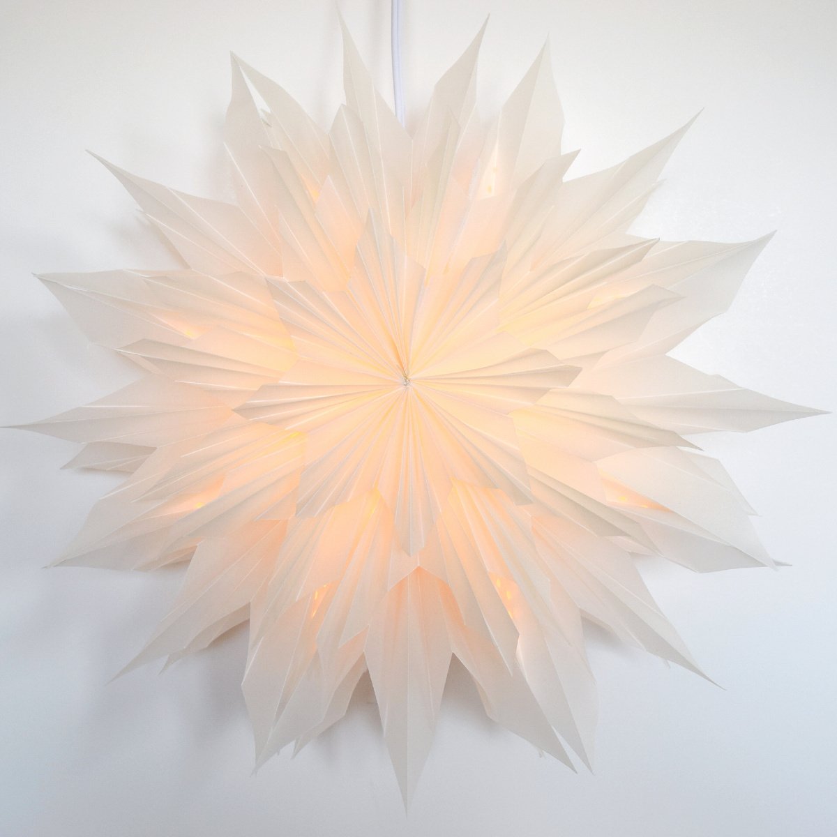 32" White Apricity Snowflake Star Lantern Pizzelle Design