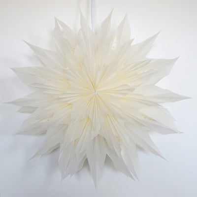 32" White Apricity Snowflake Star Lantern Pizzelle Design - Great With or Without Lights - Ideal for Holiday and Snowflake Decorations, Weddings, Parties, and Home Decor