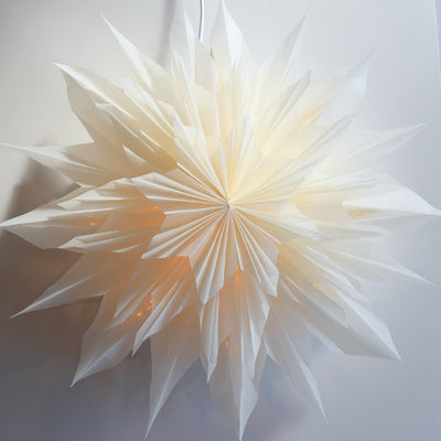 16" White Apricity Snowflake Star Lantern Pizzelle Design - Great With or Without Lights - Ideal for Holiday and Snowflake Decorations, Weddings, Parties, and Home Decor