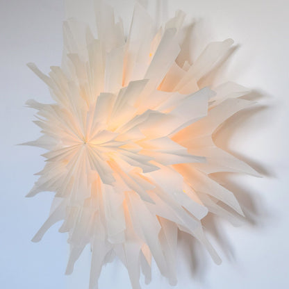 24" White Icicle Snowflake Star Lantern Pizzelle Design