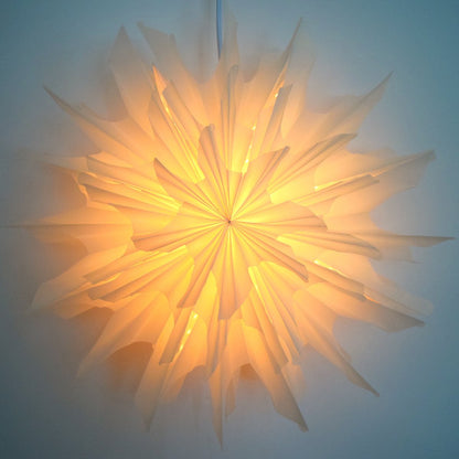 24" White Icicle Snowflake Star Lantern Pizzelle Design