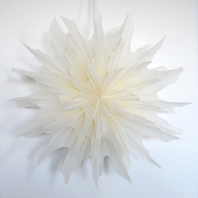 32" White Icicle Snowflake Star Lantern Pizzelle Design - Great With or Without Lights - Ideal for Holiday and Snowflake Decorations, Weddings, Parties, and Home Decor