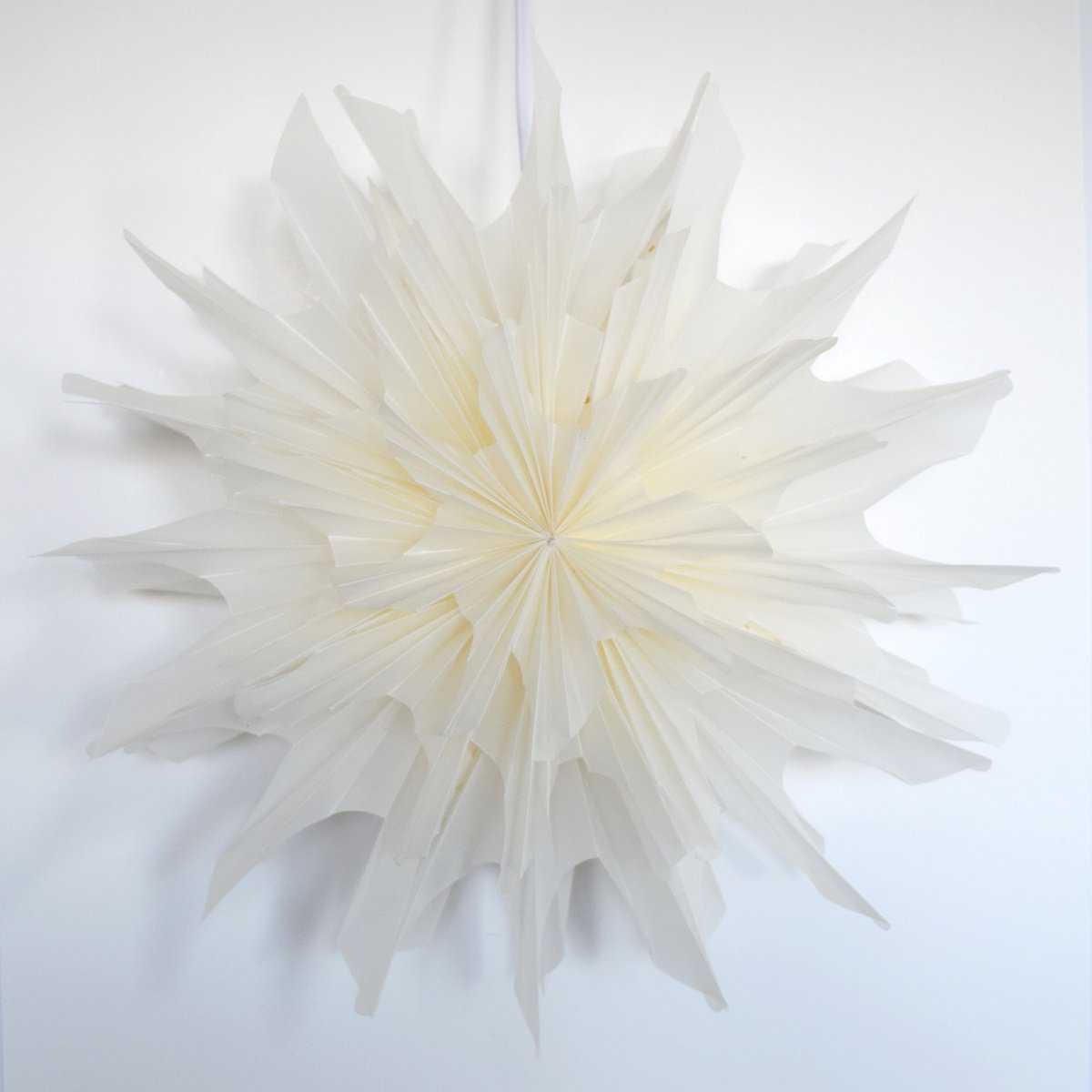 24" White Icicle Snowflake Star Lantern Pizzelle Design - Great With or Without Lights - Ideal for Holiday and Snowflake Decorations, Weddings, Parties, and Home Decor