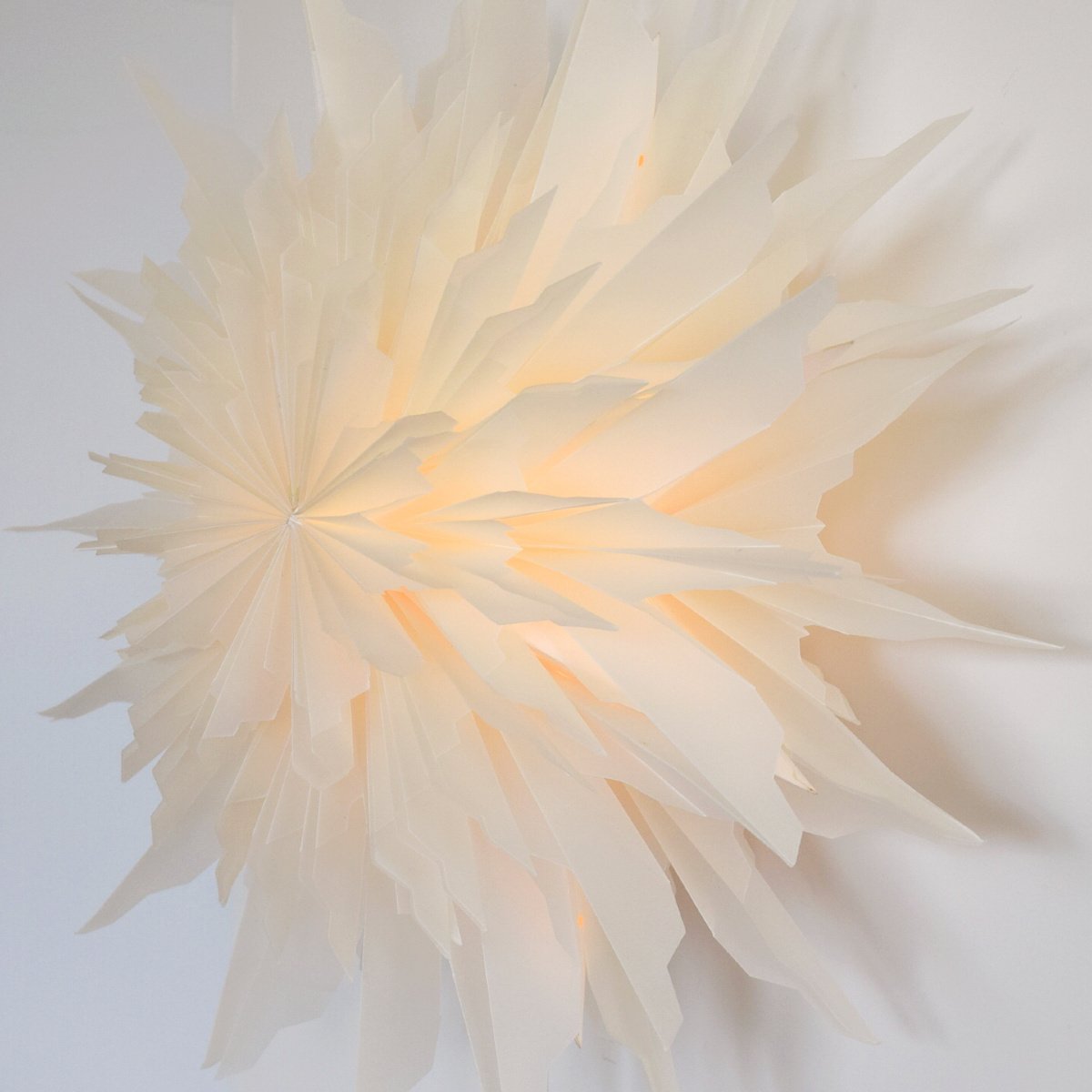 24" White Snowdrift Snowflake Star Lantern Pizzelle Design