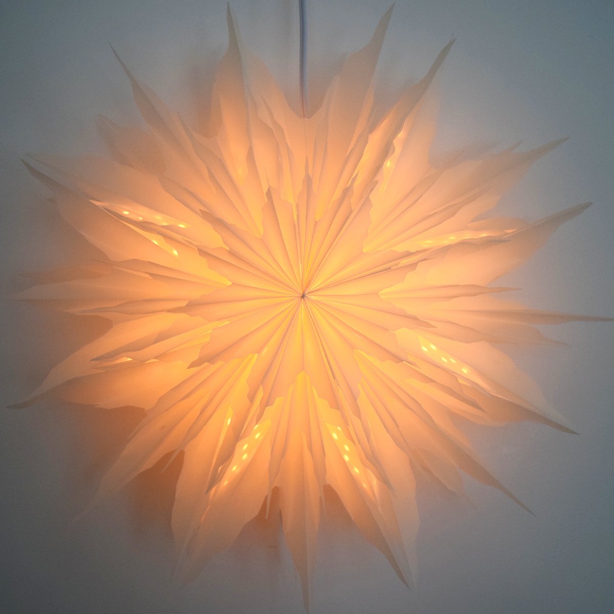 24" White Snowdrift Snowflake Star Lantern Pizzelle Design