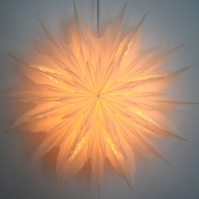 24" White Snowdrift Snowflake Star Lantern Pizzelle Design
