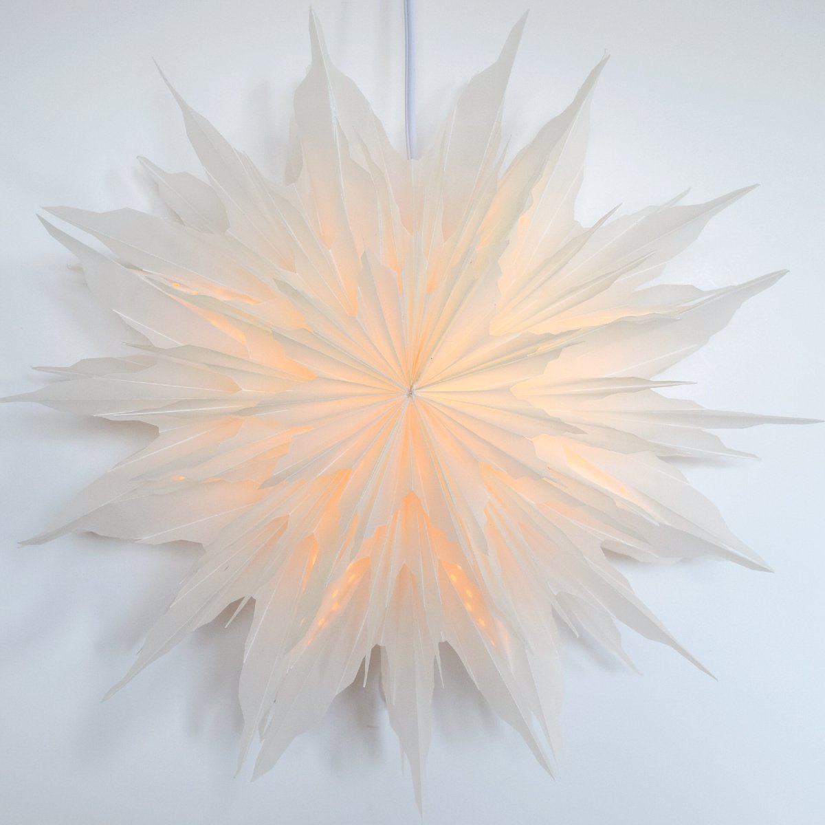 17" White Snowdrift Snowflake Star Lantern Pizzelle Design