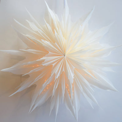 24" White Snowdrift Snowflake Star Lantern Pizzelle Design - Great With or Without Lights - Ideal for Holiday and Snowflake Decorations, Weddings, Parties, and Home Decor