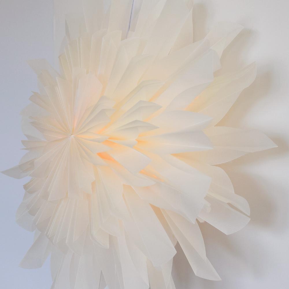 32" White Snowfall Snowflake Star Lantern Pizzelle Design