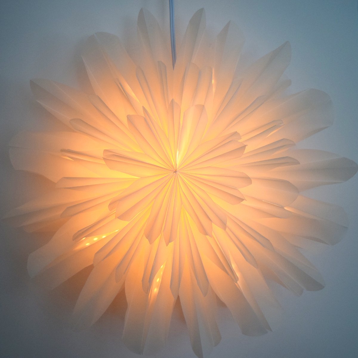 32" White Snowfall Snowflake Star Lantern Pizzelle Design