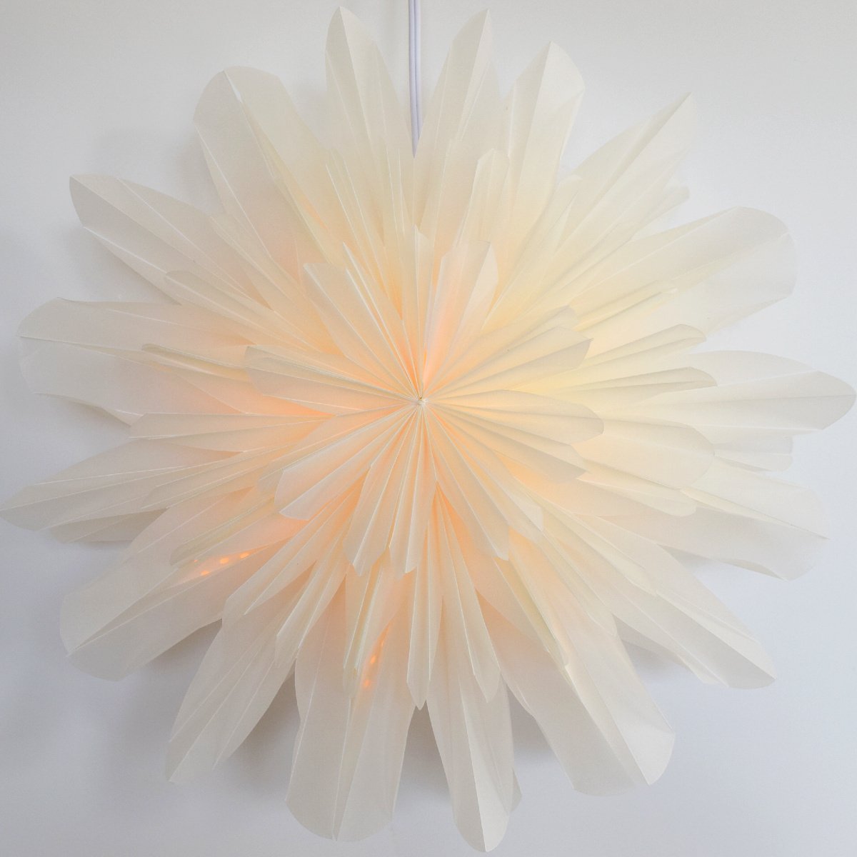 32" White Snowfall Snowflake Star Lantern Pizzelle Design