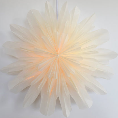 32" White Snowfall Snowflake Star Lantern Pizzelle Design
