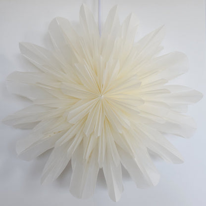32" White Snowfall Snowflake Star Lantern Pizzelle Design - Great With or Without Lights - Ideal for Holiday and Snowflake Decorations, Weddings, Parties, and Home Decor