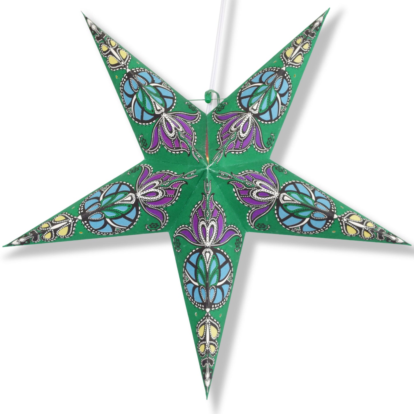 24" Green Neptune Paper Star Lantern, Chinese Hanging Wedding & Party Decoration