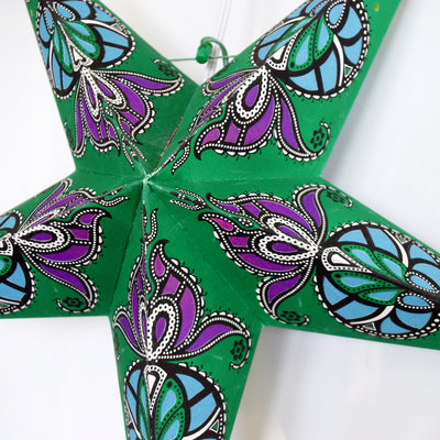 24" Green Neptune Paper Star Lantern, Chinese Hanging Wedding & Party Decoration