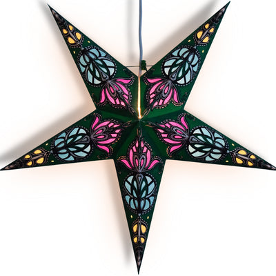 24" Green Neptune Paper Star Lantern, Chinese Hanging Wedding & Party Decoration